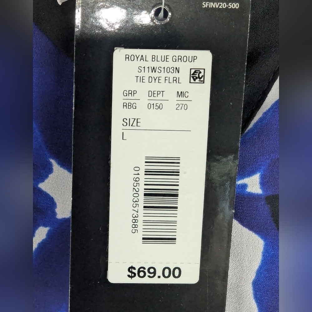 Slim Factor Large NWT Tunic Blouse Blue/Black/White Button Down - Picture 11 of 13